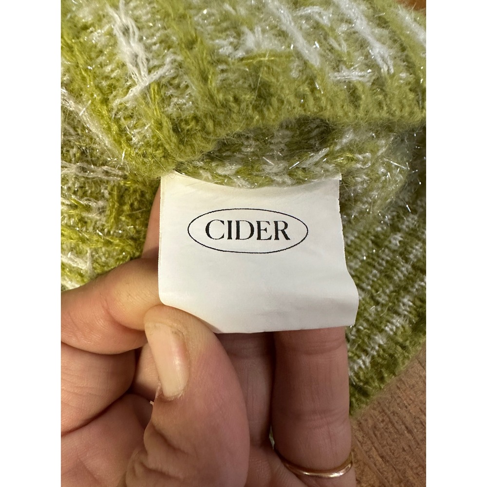 Cider Olive Green & White Tweed Cropped Cardigan Sweater - Picture 9 of 10